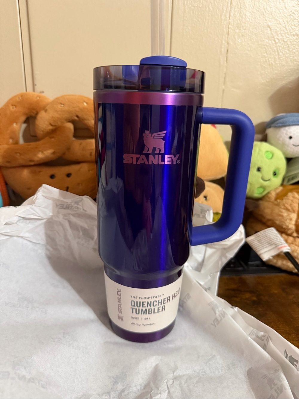 Stanley Iridescent Blue-Purple Travel Quencher Tumbler with Handle